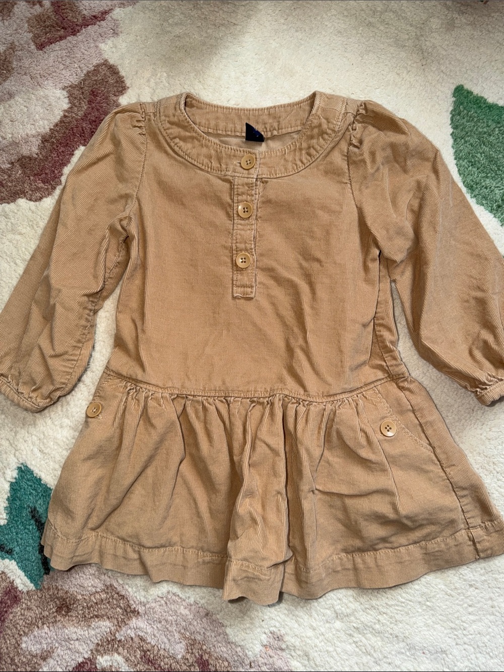 GAP Girls' Long-Sleeve Corduroy Dress in Tan